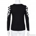 Ramble New Women Sexy Black Mesh Sheer Long Sleeve Cold Shoulder Hollow Out Casual Tops Party Clubwear - B07GFPQYSR